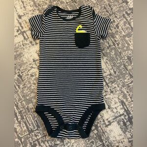 3/$10 child of mine Navy and White Stripe One-Piece Bodysuit